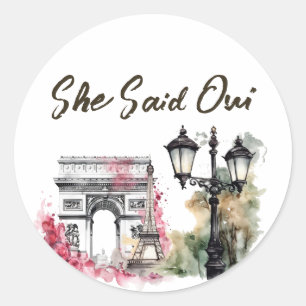 Adesivo Ela Disse Sim Paris Chá de Noiva