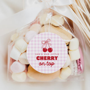 Adesivo Ela é Nossa Cereja no Topo de Aniversário Rosa Xad