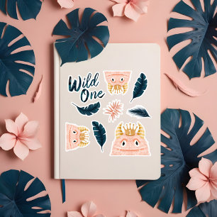 Adesivo Ela é um monstro rosa selvagem e uma selva tropic