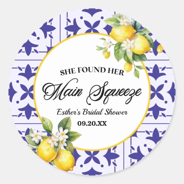 Adesivo Ela Encontrou Seu Esmagamento Limão Chá de Noiva (Frente)