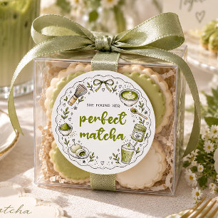 Adesivo Ela Encontrou Seu Favor de Chá de Noiva de Matcha