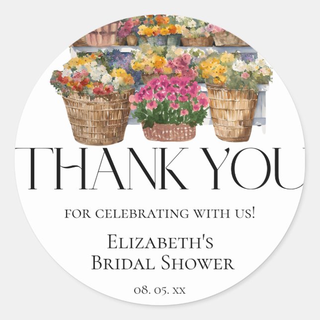 Adesivo Ela Está Fora do Mercado Flores Loja Obrigada (Frente)