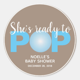 Adesivo Ela está pronta para Pop, Chá de fraldas Bubbleg