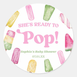Adesivo Ela está pronta para Pop cor-de-rosa Chá de fralda