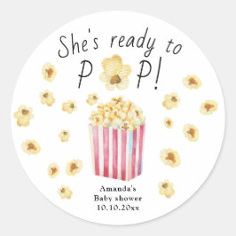 Adesivo Ela está pronta para Pop Watercolor Popcorn Chá de
