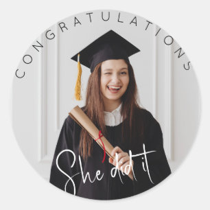 Adesivo Ela fez isso, foto, parabéns ao graduado