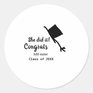 Adesivo Ela fez isso, parabéns, graduação.