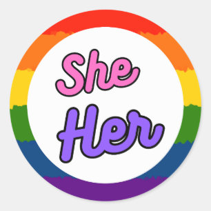 Adesivo Ela Seu Orgulho Rainbow Prounoun Stickers