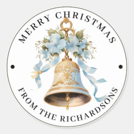 Adesivo Elaborada Sino Vitoriano em Azul Feliz Natal 