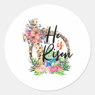 Adesivo Ele É Risen Cruzando Jesus Páscoa Cristãos Leopard