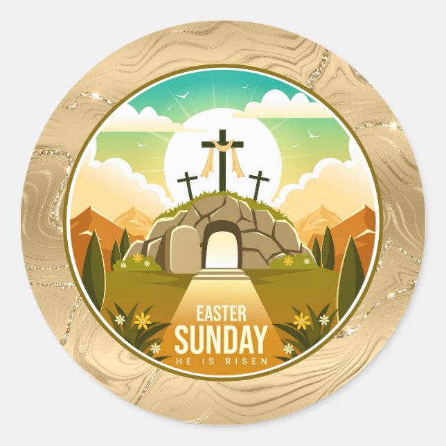 Adesivo Ele é Risen e Celebração da Ressurreição domingo (Frente)