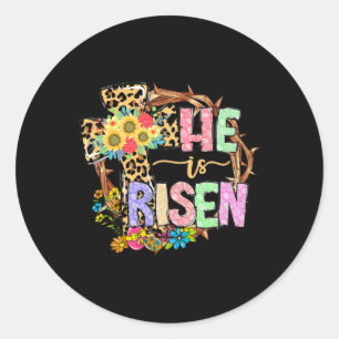 Adesivo Ele é Risen Floral Jesus Cristo Páscoa Cristãos Le