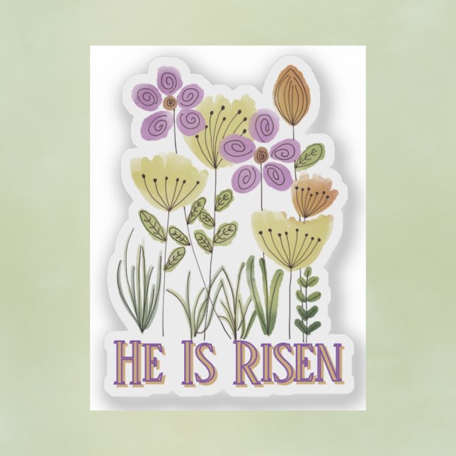 Adesivo Ele É Risen Moderno Páscoa Floral (Criador carregado)