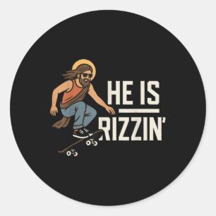 Adesivo Ele É Rizzin Meme Skater Jesus, Camisa Cristã Engr