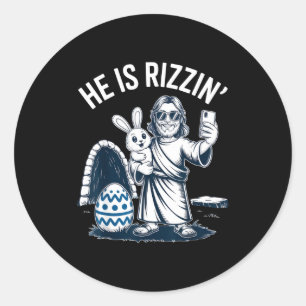 Adesivo Ele É Rizzin Piada de Páscoa Engraçada Para Amigos