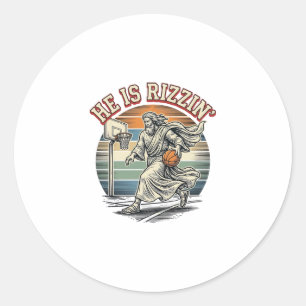 Adesivo Ele Está Rizzin Camisa Religiosa de Basquete Vinta
