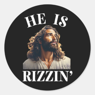 Adesivo Ele Está Rizzin - Engraçado Jesus Cristão Páscoa D