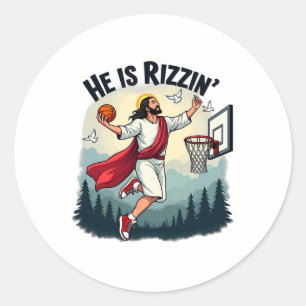 Adesivo Ele Está Rizzin Páscoa Jesus Jogando Bysketbyll Ho