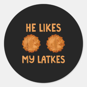 Adesivo Ele Gosta das Minhas Latkes Par Hanukkah Casal Jud