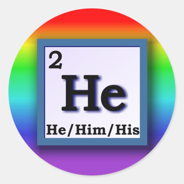 Adesivo Ele - Mesa periódica pronome no arco-íris (Frente)