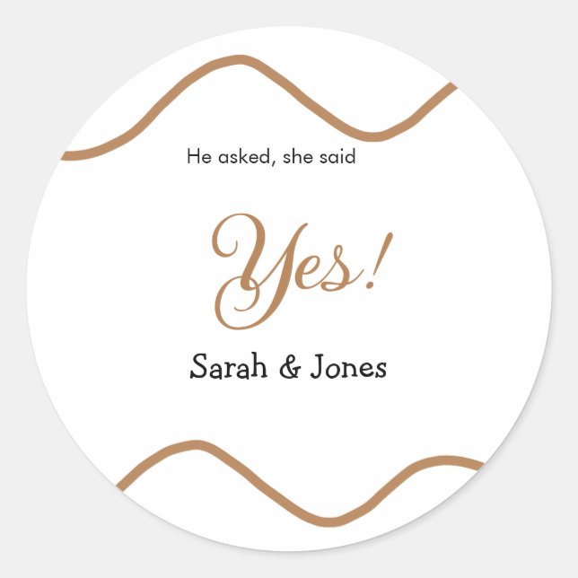 Adesivo Ele perguntou ela disse sim noivado simples minima (Frente)