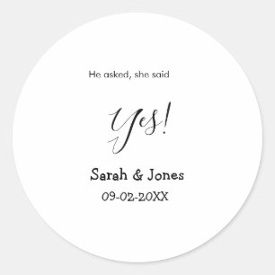 Adesivo Ele perguntou ela disse sim noivado simples minima