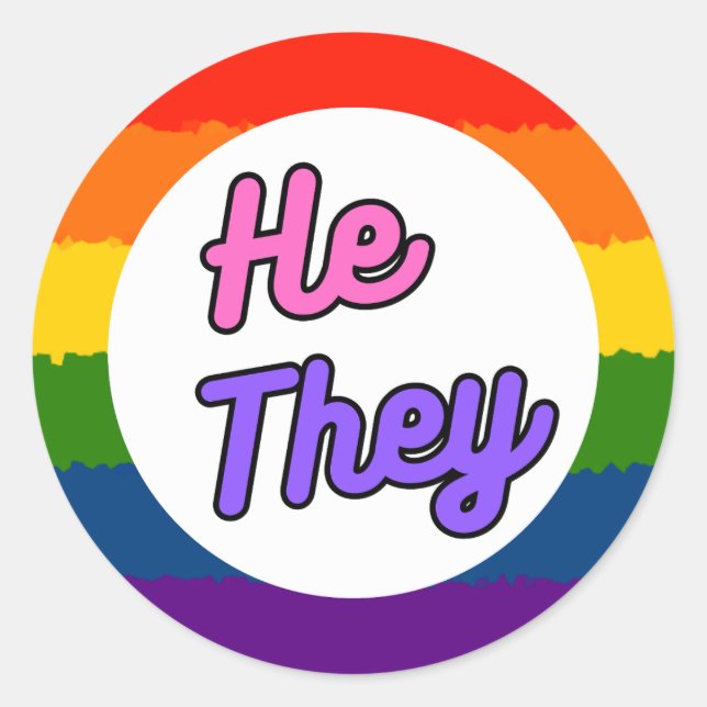 Adesivo Ele Pronoun Rainbow Stickers (Frente)