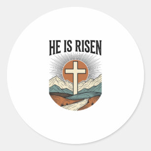 Adesivo Ele Ressuscitou Cruz Nascer do Sol Camiseta Cristã