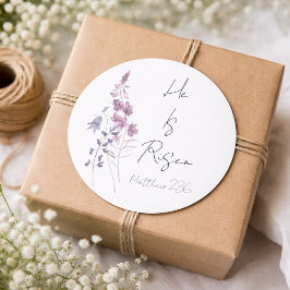 Adesivo Ele Ressuscitou Roxo Floral Script Religioso Pásco