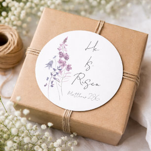 Adesivo Ele Ressuscitou Roxo Floral Script Religioso Pásco