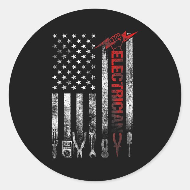 Adesivo Electrician American Flag Funny Electricians Tools (Frente)