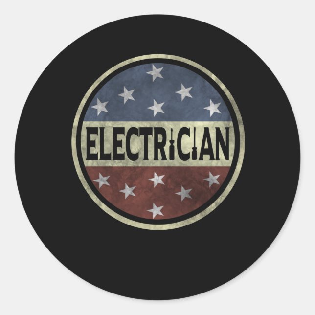 Adesivo Electrician American Flag Vintage Retro Lineman (Frente)