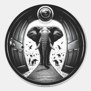 Adesivo Elefante através da porta do furo Fisheye