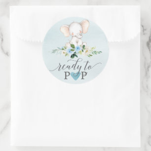 Adesivo Elefante Azul Pronto Para Pop Baby Favkers