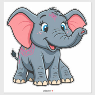 Adesivo Elefante Bebê Adorável Desenho Animado