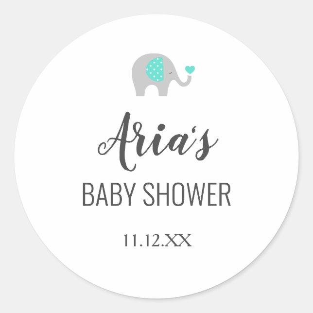 Adesivo Elefante-bebê-mamãe com envelope Chá-nuvens (Frente)