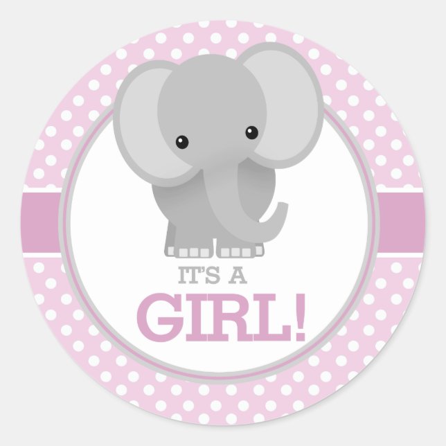 Adesivo Elefante Bebê (rosa) É uma Menina (Frente)