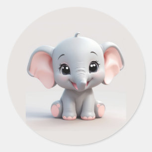 Adesivo Elefante Bebê sorridente com Cheeks Blush, rua kaw
