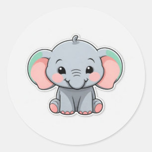 Adesivo Elefante Bebê Sorridente com Cheeks Esmagadores