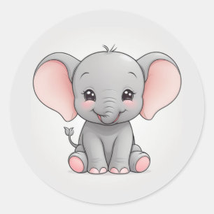 Adesivo Elefante Bebê sorridente com Cheeks Esmagadores, k