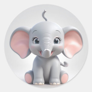 Adesivo Elefante Bebê sorridente com Cheeks Esmagadores, k