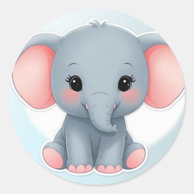 Adesivo Elefante Bebê sorridente com Cheeks Esmagadores, k (Frente)
