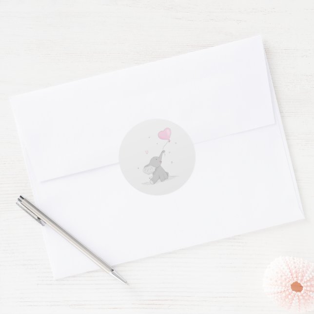 Adesivo Elefante Bonito com Chá de fraldas de Balão (Envelope)