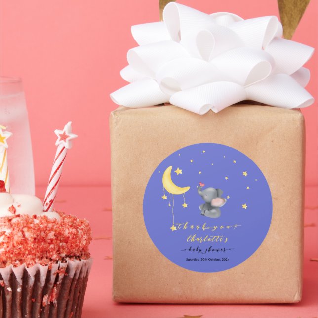 Adesivo Elefante Bonito Com Pequeno Chá de fraldas De Borb (Festa)