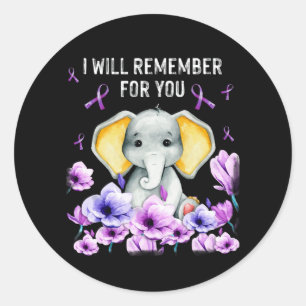 Adesivo Elefante Bonito de Consciência de Alzheimer
