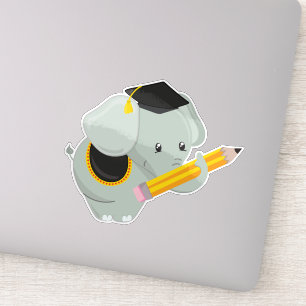 Adesivo Elefante Bonito, Elefante De Graduação, Escola, Lá