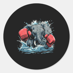 Adesivo Elefante Boxeador Com Luvas de Boxe Kickboxing Eng