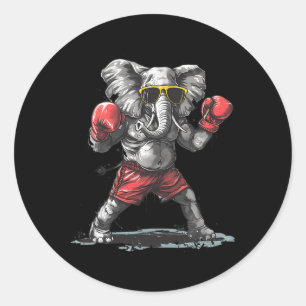Adesivo Elefante Boxeando Com Luvas de Boxe Kickboxing Div