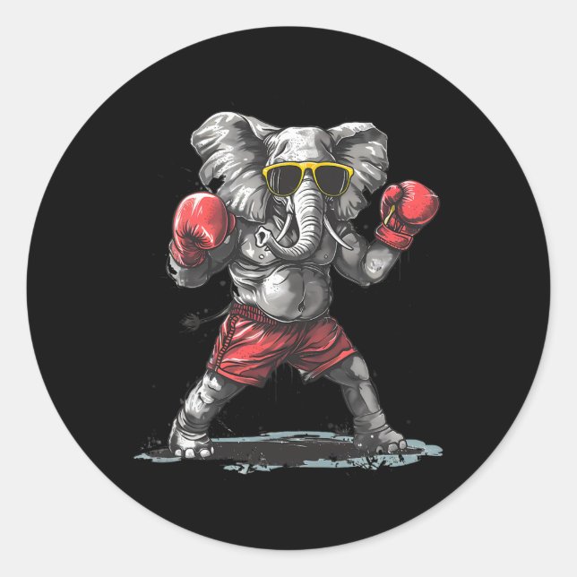 Adesivo Elefante Boxeando Com Luvas de Boxe Kickboxing Div (Frente)