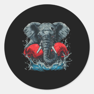 Adesivo Elefante Boxeando Com Luvas de Boxe Kickboxing Div